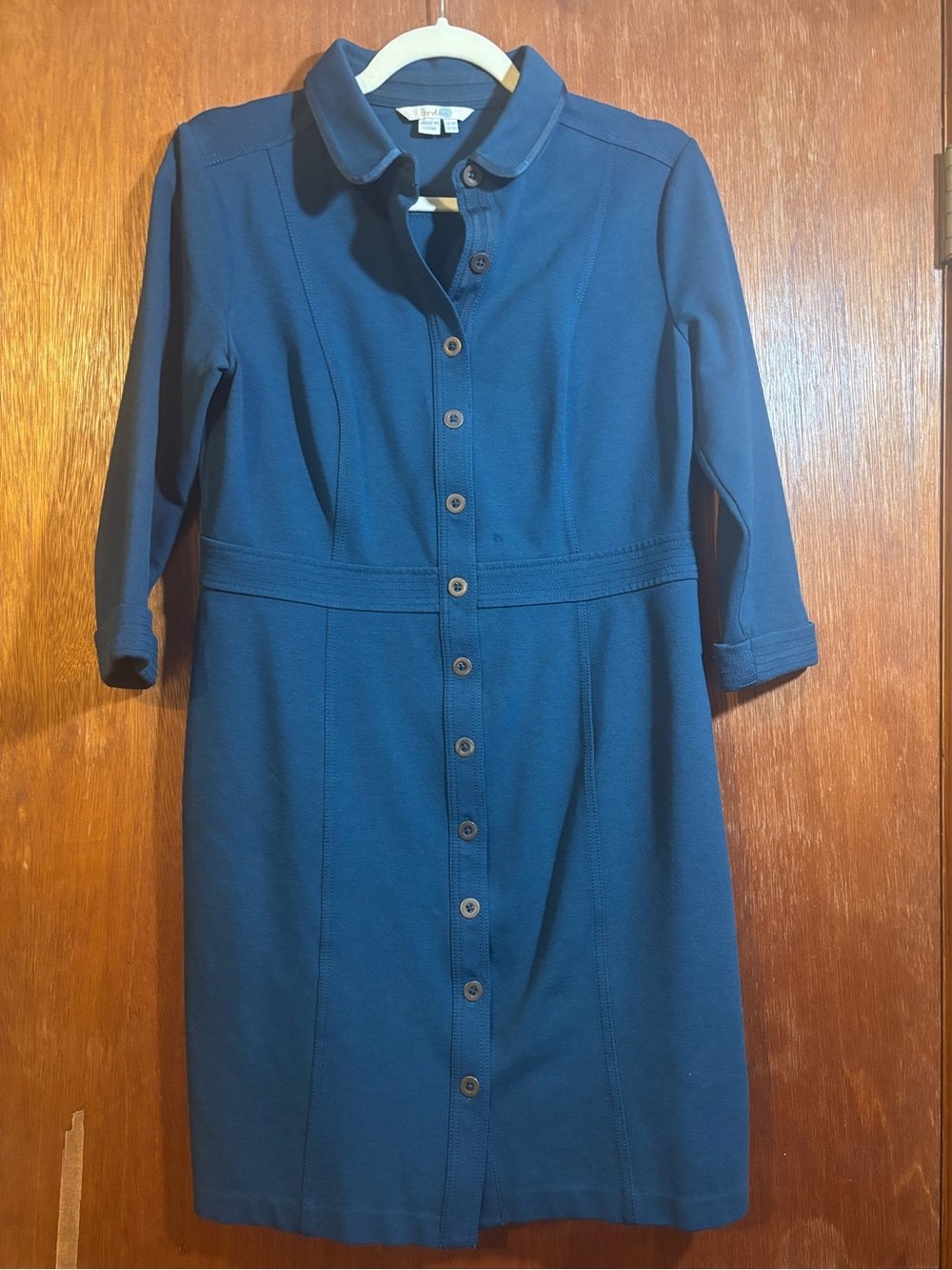 Boden Navy Button-Front Midi Dress